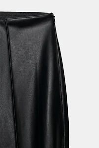 FAUX LEATHER MINI FLARE LEGGINGS