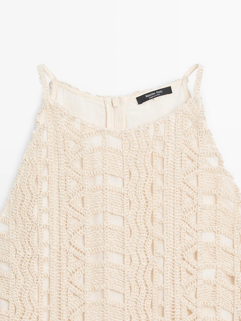 Short openwork dress with metallic detail