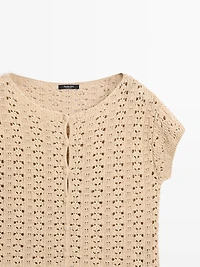 Short sleeve crochet knit cardigan
