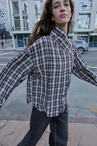 PLAID WRAP SHIRT