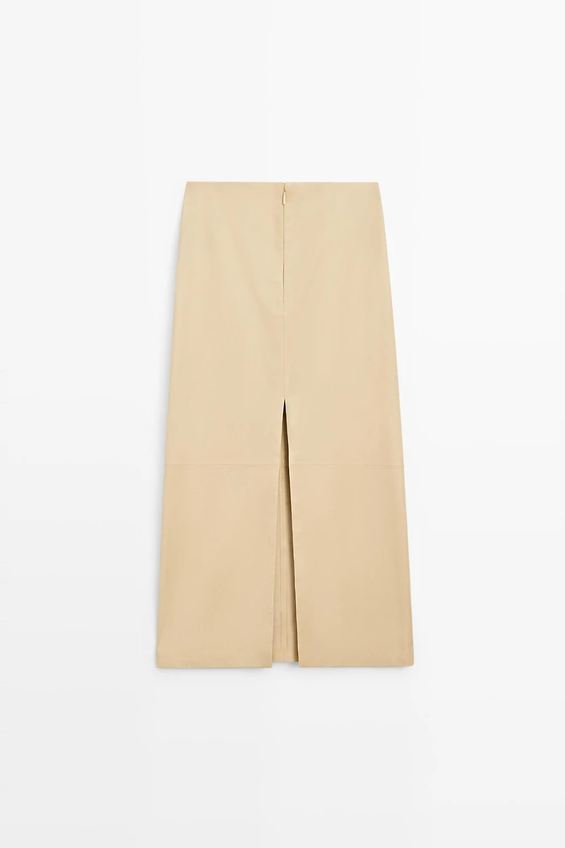 Nappa leather midi skirt