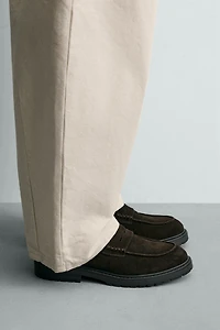LEATHER TRACK PENNY LOAFERS