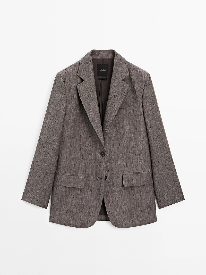 Flecked 100% linen blazer