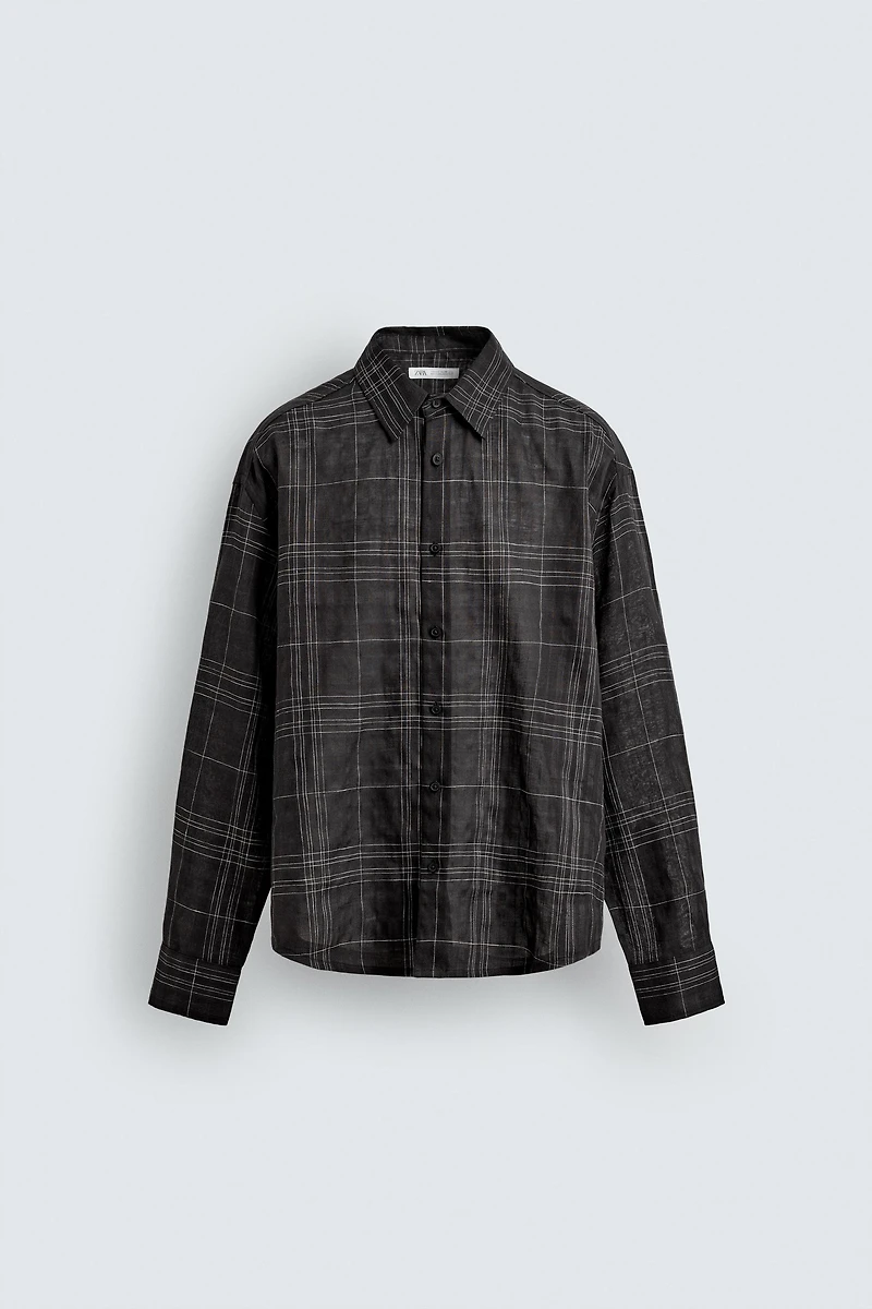 CHEMISE À CARREAUX LIN-COTON