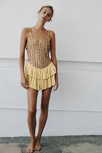 LIMITED EDITION COMBINED BEADED RUFFLE BODYSUIT