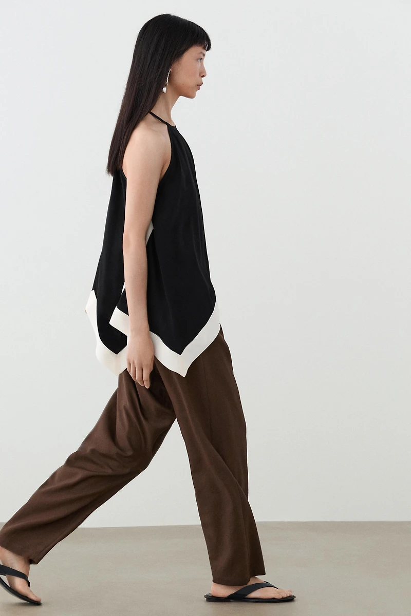 Long contrast halter top