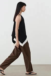 Long contrast halter top