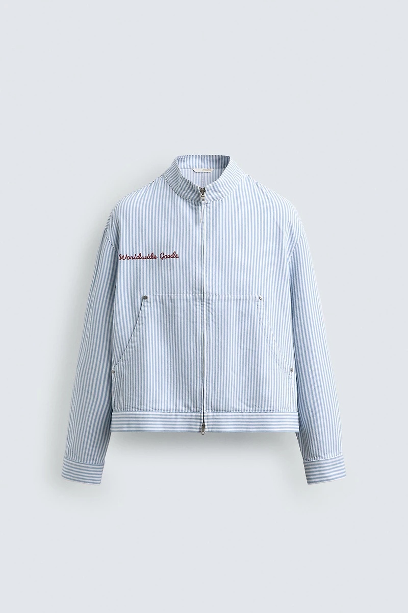 RELAXED FIT STRIPED EMBROIDERED JACKET