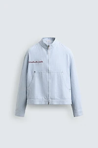RELAXED FIT STRIPED EMBROIDERED JACKET