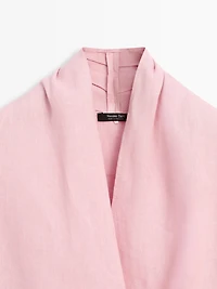 Blouse fluide croisée ample en lin