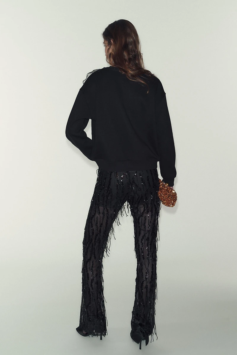 ORGANZA FLOWER SWEATSHIRT