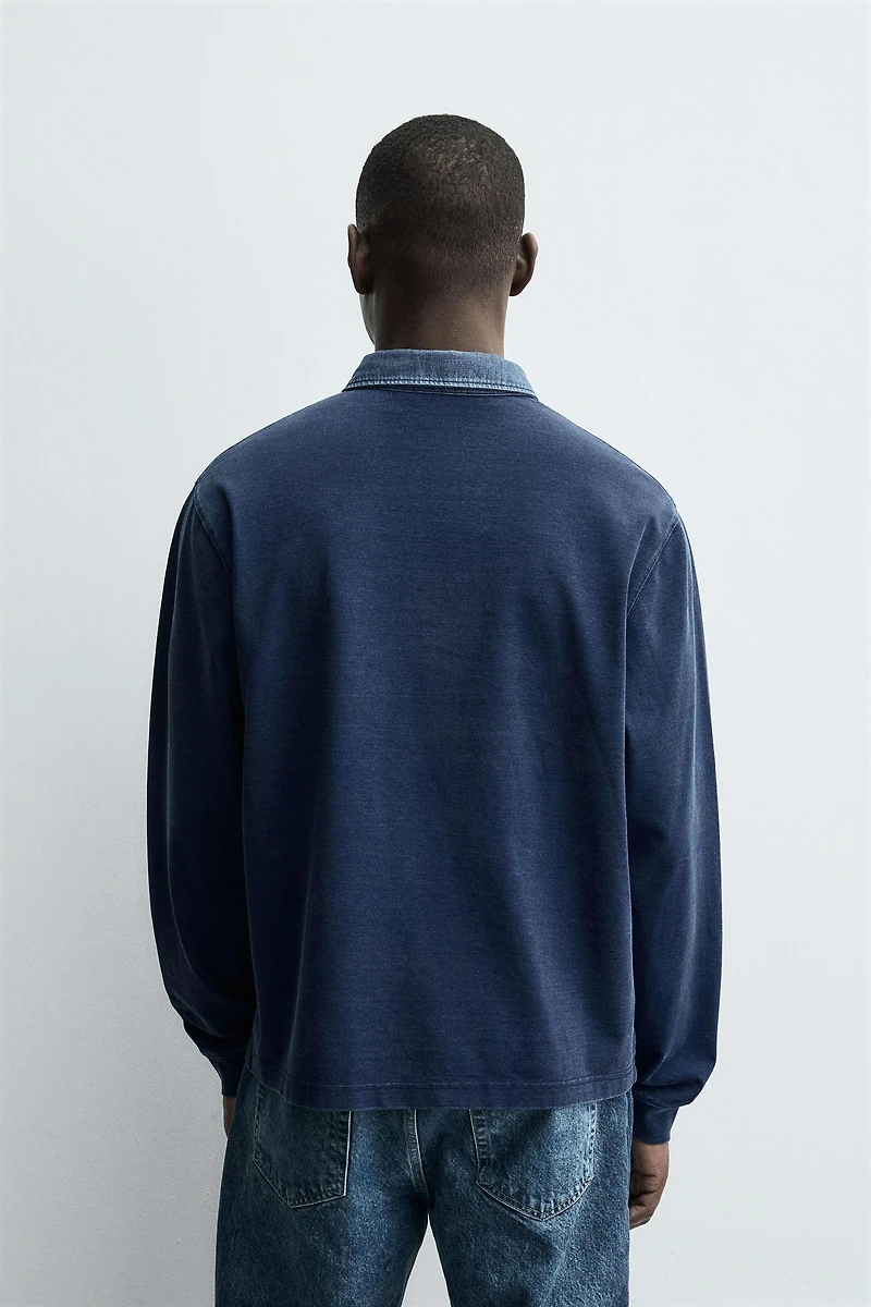 CONTRAST COLLAR POLO SWEATSHIRT