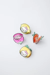LOT DE QUATRE PINCES FRUITS HELLO KITTY © SANRIO