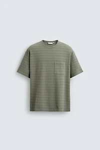 WASHED STRIPED POCKET T-SHIRT