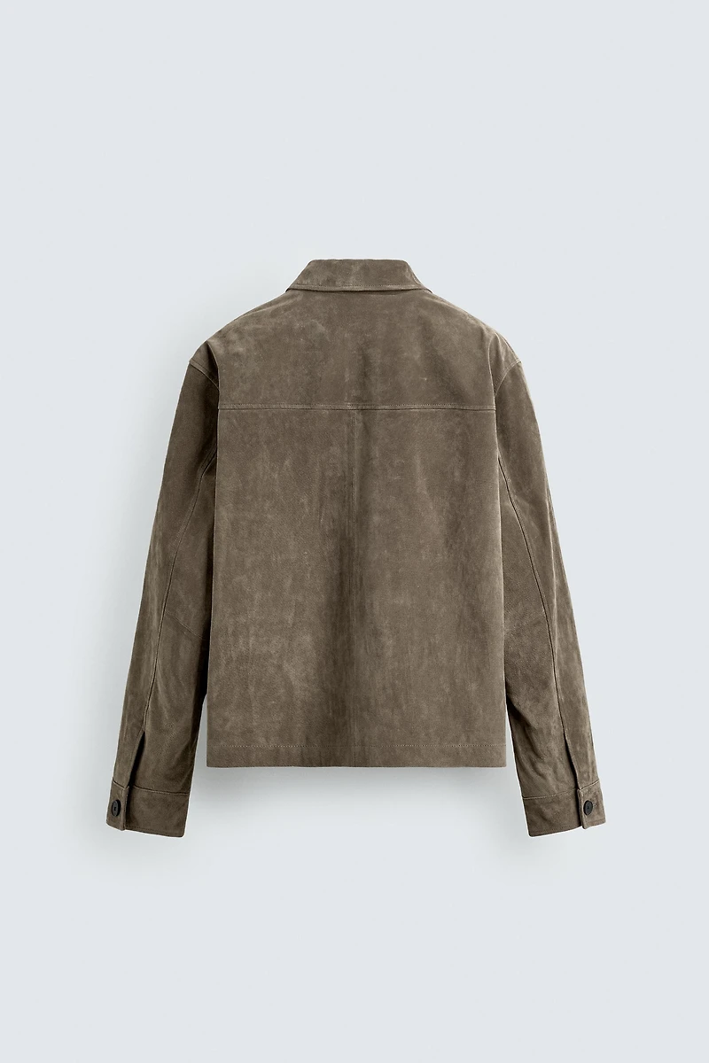 SURCHEMISE COURTE EN CUIR FAÇON DAIM