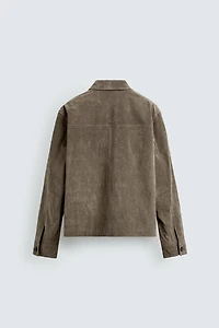 SURCHEMISE COURTE EN CUIR FAÇON DAIM