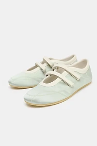 SATIN EFFECT STITCHED BALLET FLATS
