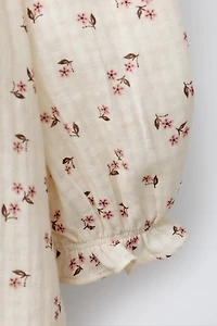 CONTRAST COLLAR FLORAL DRESS