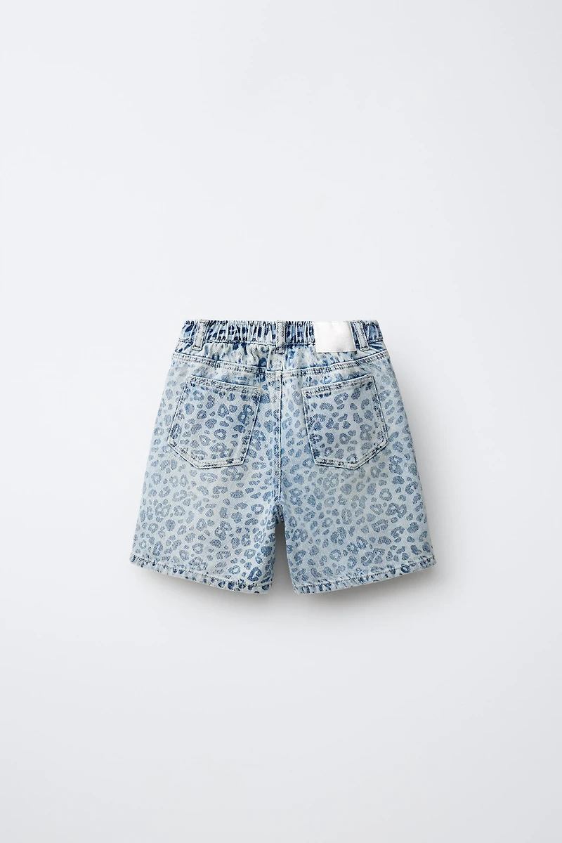 ANIMAL PRINT DENIM SHORTS