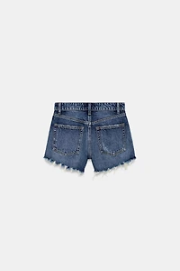 TRF CURVED HIGH-WAISTED DENIM SHORTS