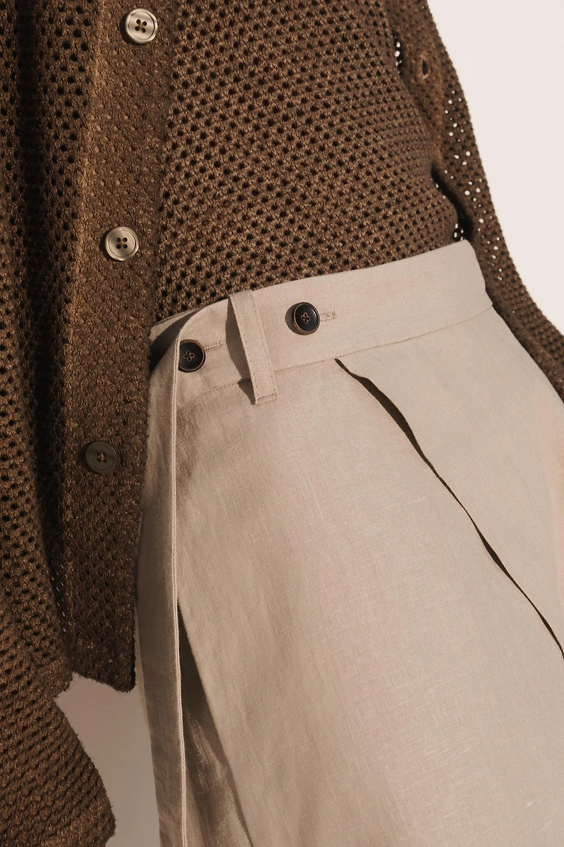 100% LINEN WIDE FIT WRAP SHORTS