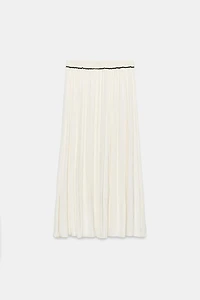 CONTRAST TRIM SATIN MIDI SKIRT