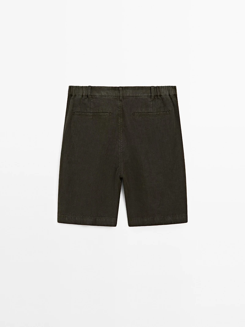100% linen Bermuda shorts