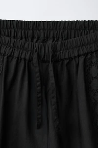 EMBROIDERED LACE BLOOMER PANTS