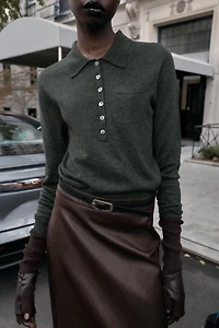 WOOL BLEND POLO SHIRT WITH POCKET