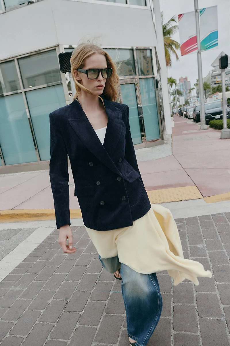 CORDUROY BLAZER WITH SHOULDER PADS