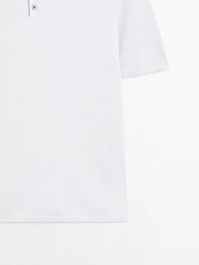 100% cotton textured knit polo shirt