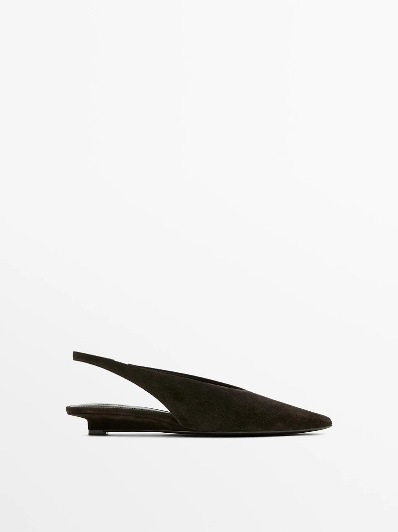 Split suede leather slingback shoes