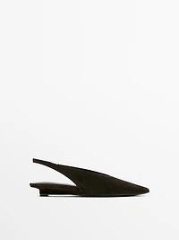 Split suede leather slingback shoes