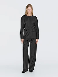 Wool blend blouse with belt