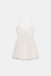 GINGHAM BALLOON MINI DRESS