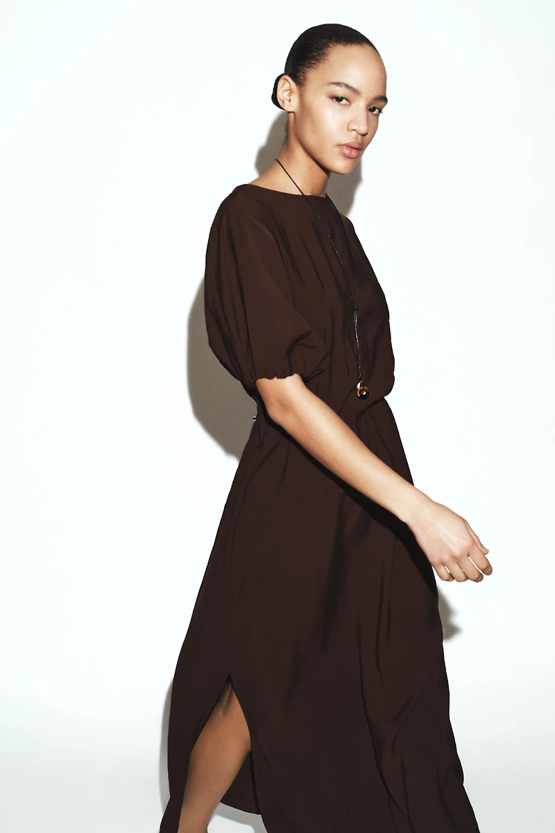 ROBE MI-LONGUE FLUIDE PLIS