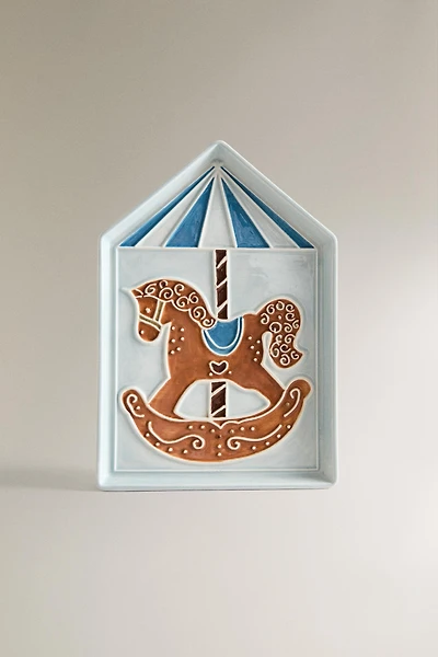 ASSIETTE ENFANT GRÈS CHEVAL NOËL