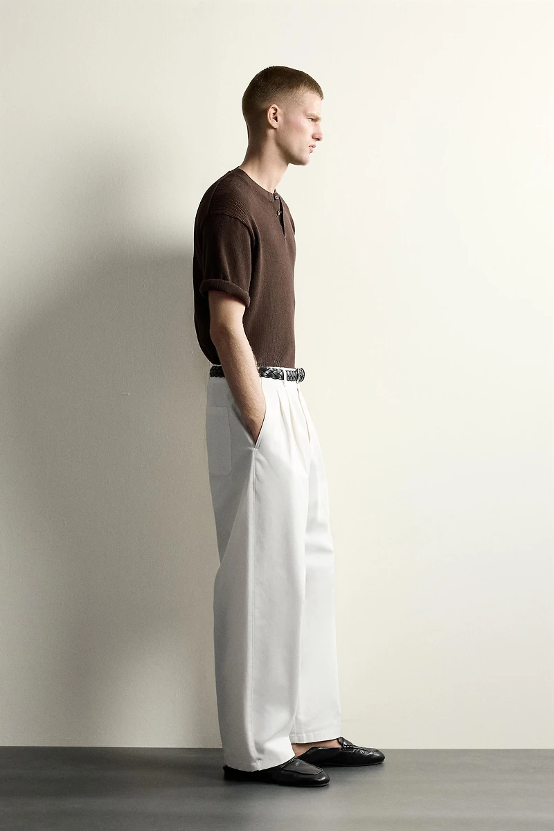 KNIT HENLEY SHIRT COTTON - LINEN