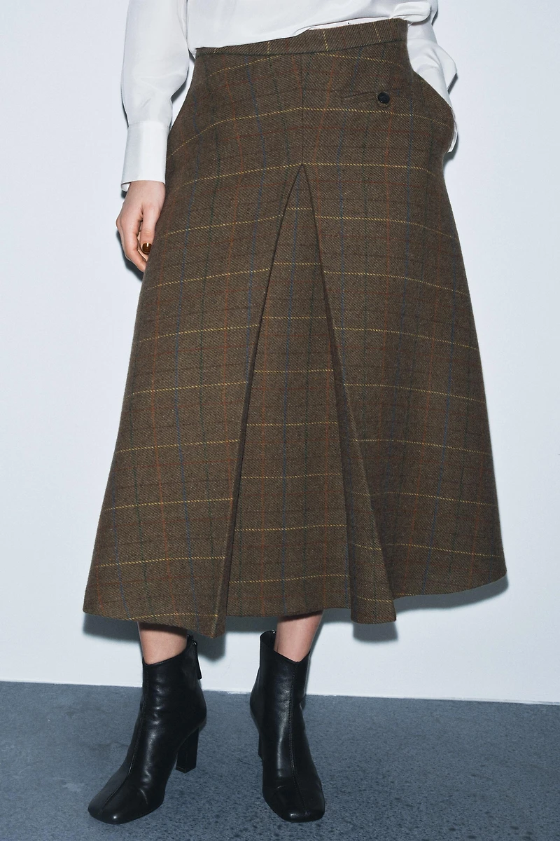 PLAID WOOL SKIRT ZW COLLECTION