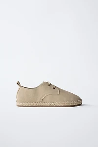 LEATHER JUTE DERBY SHOES