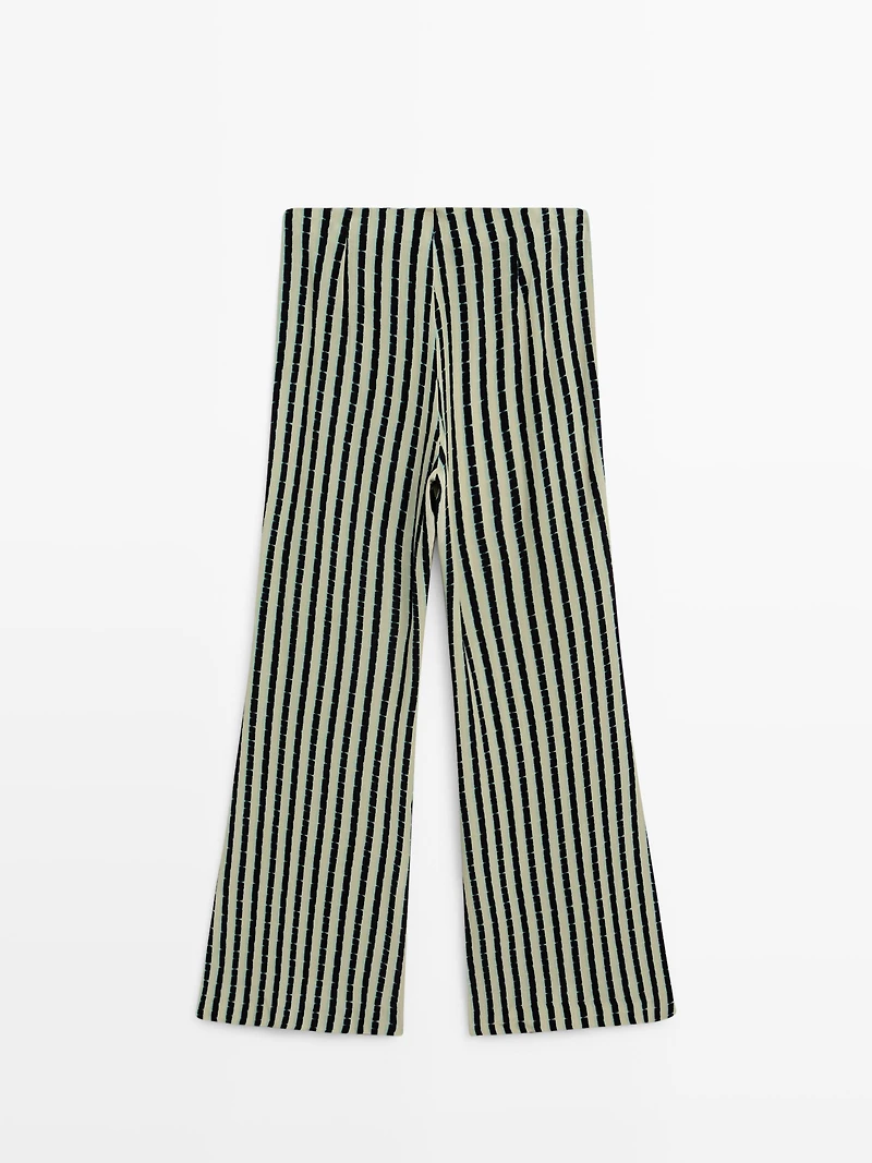 Striped flare fit trousers