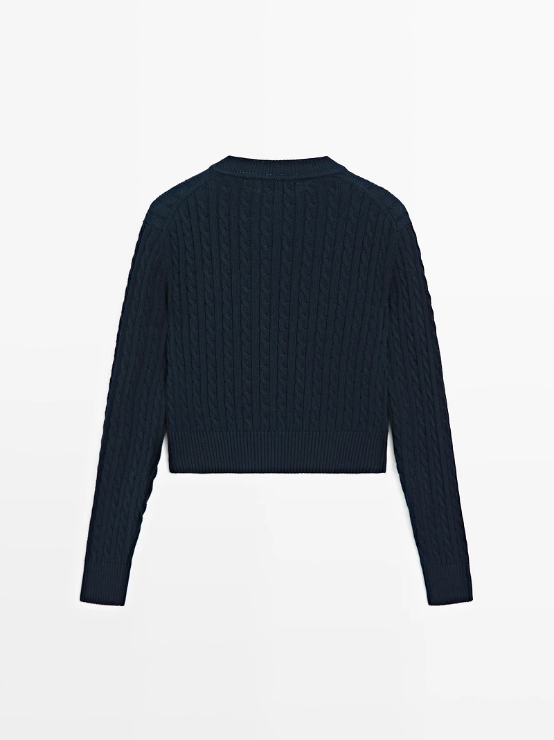 Cable-knit cardigan with gold buttons