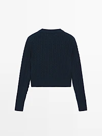 Cable-knit cardigan with gold buttons