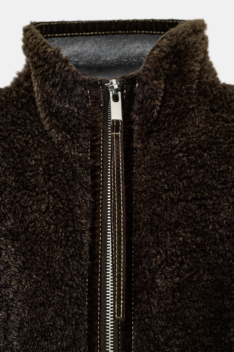 ZW COLLECTION FAUX SHEARLING DOUBLE-FACED JACKET