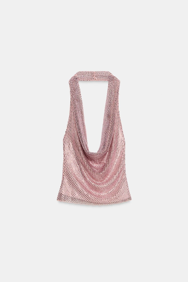 TOP HALTER À PAILLETTES
