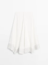 Flared linen blend skirt with seam details