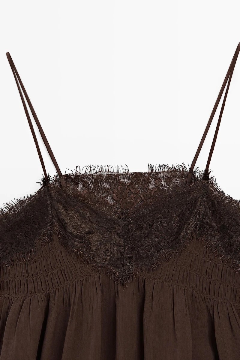 Camisole top with contrast lace detail