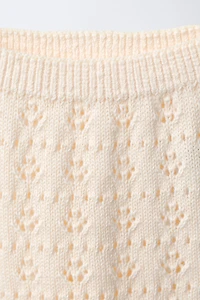 EMBROIDERED EYELET KNIT PANTS