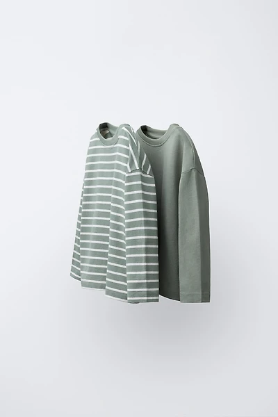 TWO-PACK OF SOLID AND STRIPED T-SHIRTS
