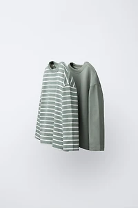 TWO-PACK OF SOLID AND STRIPED T-SHIRTS